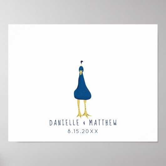 Fingerprint Thumbprint Peacock Schwanz Wedding Poster (Vorne)