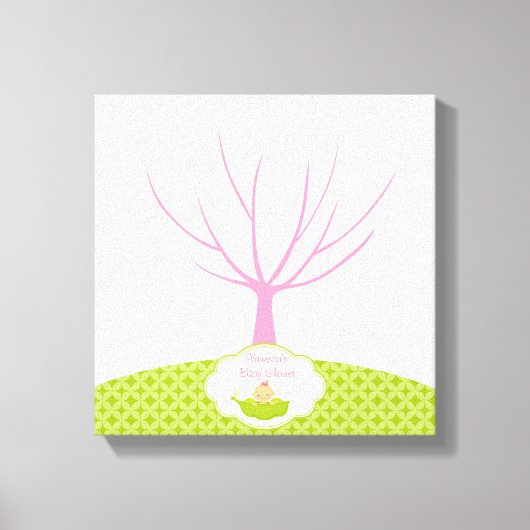 Fingerprint Tree Baby Shower Gästebuch Pea Pod (Vorderseite)