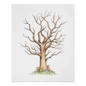 Fingerprint Tree Guest Book ohne Herz Poster (Vorderseite)