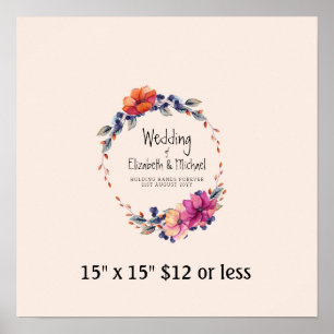 Fingerprint Tree Wreath Lila Orange Guestbook Poster