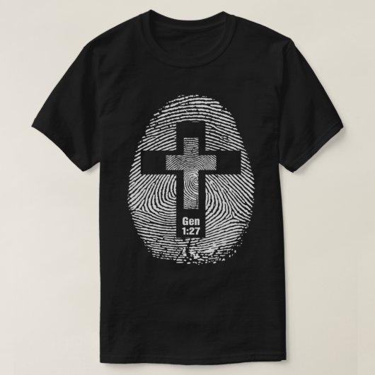FINGERPRINT UND CROSS Design Christianinspiration T-Shirt (Design vorne)