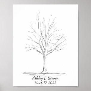 Fingerprint Wedding Guestbook Tree Poster