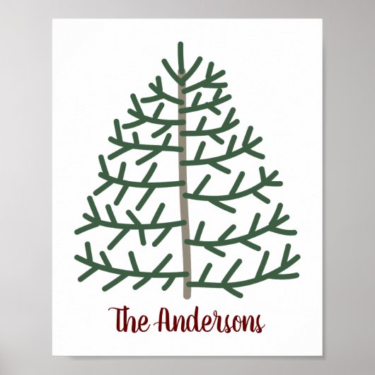 Fingerprint Weihnachtsbaum Familienurlaub Keepake Poster (Vorne)