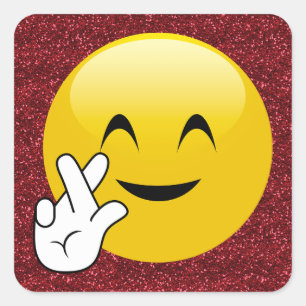 Fingers Crossed Red Glitzer Stickers