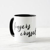 Fingers Crossed Typografie Tasse (Vorderseite Links)