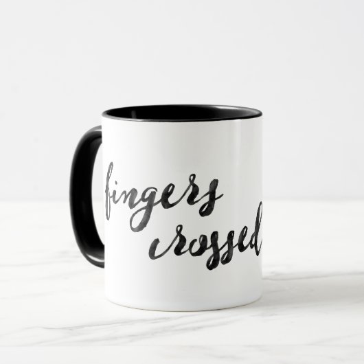 Fingers Crossed Typografie Tasse (Vorderseite Links)