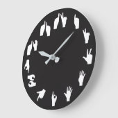 Fingerspelling Monochrome Wall Clock Große Wanduhr (Winkel)