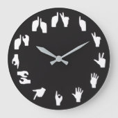 Fingerspelling Monochrome Wall Clock Große Wanduhr (Vorderseite)
