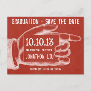Fingerzeig Kreidetafel Save The Date im Vintage-St Ankündigungspostkarte