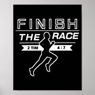 Finihe Rennen Sportlich Christlicher Läufer Athlet Poster