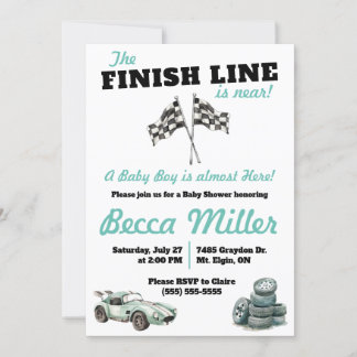 Finish Line ist in der Nähe! Race Car Baby Dusche Einladung