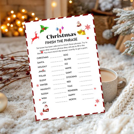 Finish The phrase Christmas Party game card Einladung