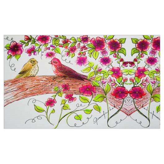 Finken im Frühjahr Stoff (Fat Quarter (45,7 x 55,9 cm))