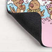 Finkvögel mit rosa Kirschblüte-Blumen Mousepad (Ecke)