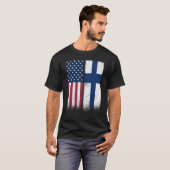 Finland Finnish American Flags Proud USA Finland T-Shirt (Vorne ganz)