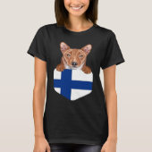Finland Flag Basenji Dog In Pocket T-Shirt (Vorderseite)
