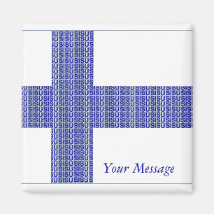 Finland Flag Nordic Blue on White "Sisu"  Magnet