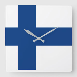 Finland National World Flag Quadratische Wanduhr