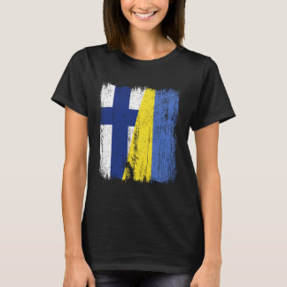 Finland Ukraine Half Flag Finnish Ukrainian Herita T-Shirt