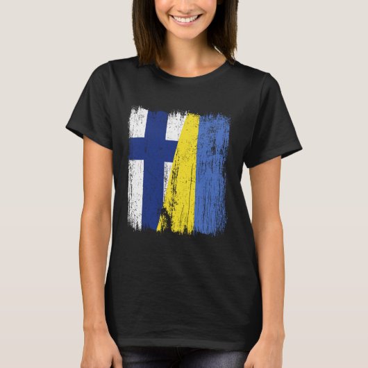 Finland Ukraine Half Flag Finnish Ukrainian Herita T-Shirt (Vorderseite)