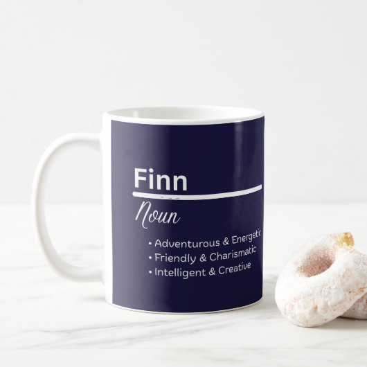 Finn Boy Personalized Name Definition Kaffeetasse (Mit Donut)