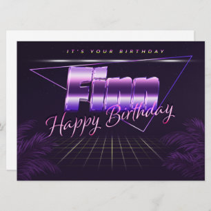 Finn Name Vorname lila retro Karte Geburtstag