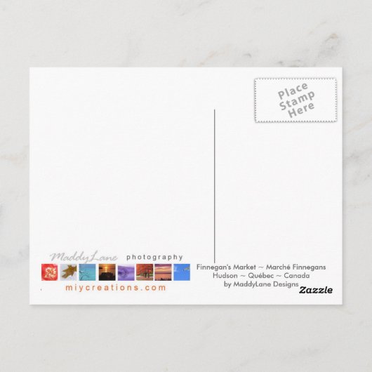 Finnegan's Market, Hudson ~ Quebec Postkarte (Rückseite)