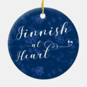 Finnisch am Herzen, Weihnachtsbaum-Verzierung, Keramikornament (Hinten)