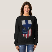 Finnisch American Fags Ripped Torn Finnland Sweatshirt (Vorne ganz)