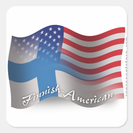 Finnisch-amerikanische Wave-Flagge Quadratischer Aufkleber (Vorderseite)