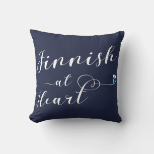 Finnisch at Heart Throw Cushion, Finnland Kissen
