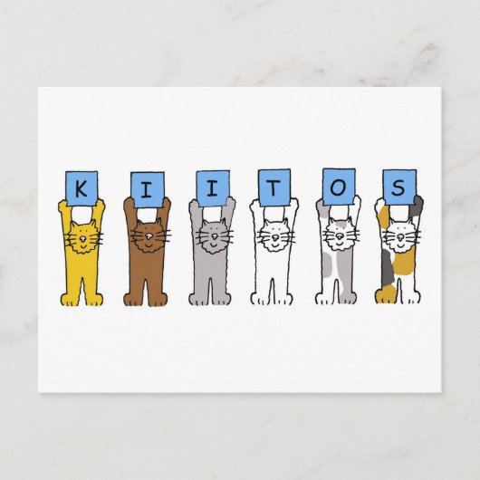 Finnisch danke Kiitos Cartoon Cats Postkarte (Vorderseite)