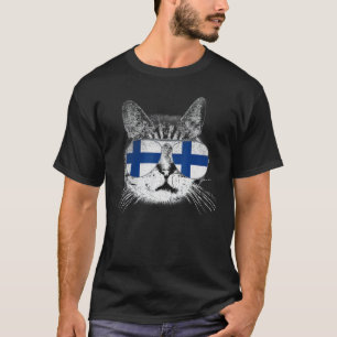 Finnisch Finnland Flagge Land Wurzeln Katzenliebha T-Shirt