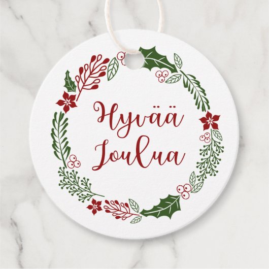 Finnisch frohe Weihnachten, Hyvää joulua, Custom Geschenkanhänger (Vorderseite)