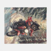 Finnisch Lapphund Dog Riding Motorrad Weihnachten Fleecedecke (Vorderseite (Horizontal))