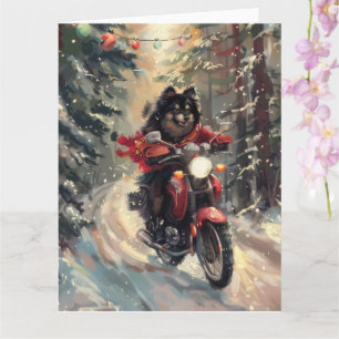 Finnisch Lapphund Dog Riding Motorrad Weihnachten Karte