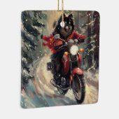 Finnisch Lapphund Dog Riding Motorrad Weihnachten Keramikornament (Rechts)