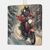 Finnisch Lapphund Dog Riding Motorrad Weihnachten Keramikornament (Links)