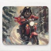 Finnisch Lapphund Dog Riding Motorrad Weihnachten Mousepad (Vorne)