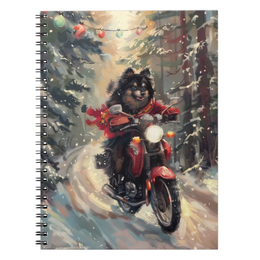Finnisch Lapphund Dog Riding Motorrad Weihnachten Notizblock (Vorderseite)