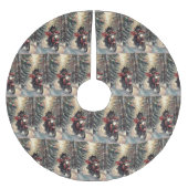 Finnisch Lapphund Dog Riding Motorrad Weihnachten Polyester Weihnachtsbaumdecke (Vorderseite)