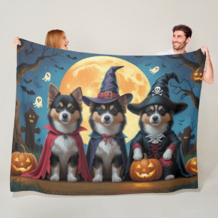 Finnisch Lapphund Hunde Pumpkin Halloween Funny Fleecedecke