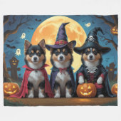 Finnisch Lapphund Hunde Pumpkin Halloween Funny Fleecedecke (Vorderseite (Horizontal))