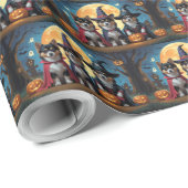 Finnisch Lapphund Hunde Pumpkin Halloween Funny Geschenkpapier (Rolleneckpunkt)