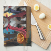 Finnisch Lapphund Hunde Pumpkin Halloween Funny Geschirrtuch (Viertel Falte)