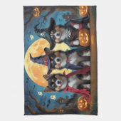 Finnisch Lapphund Hunde Pumpkin Halloween Funny Geschirrtuch (Vertikal)