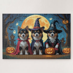 Finnisch Lapphund Hunde Pumpkin Halloween Funny Puzzle