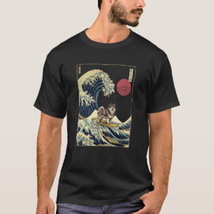 Finnisch Lapphund Japanisch Kanagawa Wave Surf Dog T-Shirt
