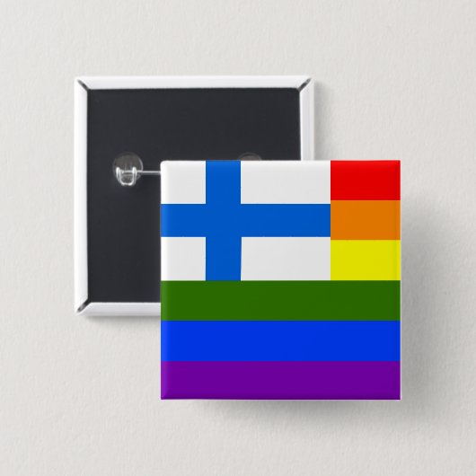 FINNISCH LGBT RAINBOW FLAG BUTTON (Vorne & Hinten)