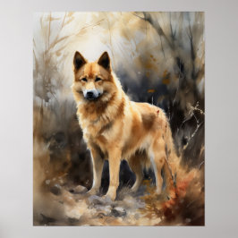 Finnisch Spitz Dog Art Print Poster